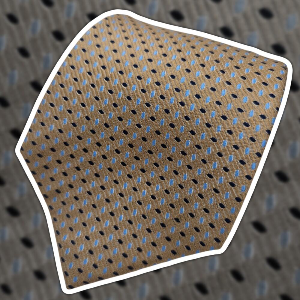Bresciani Italy Men Tie Gold Blue Geometric Foulard Silk Handmade Designer 57"